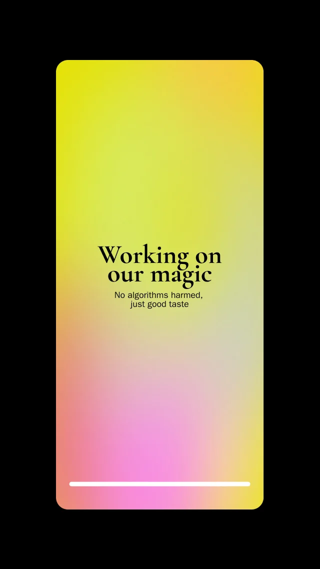 The gradient loading screen between the questionnaire and the recommendation
