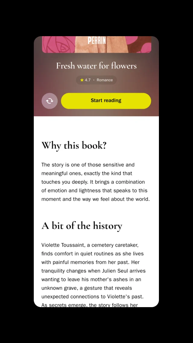A recommended book with its cover, rating and why it was chosen